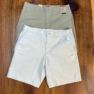 NEW Levi's Gap Men's Shorts LOT of 2 36 Golf Chino Cotton Flat front KK16